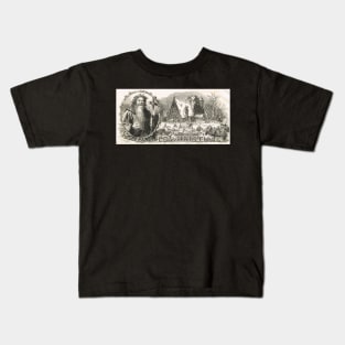 Old Christmas Church Snow scene 1862 Kids T-Shirt